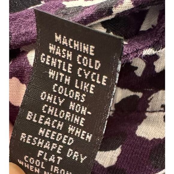 Alfani Womens Large Black White Purple Pattern Short Sleeve Rayon Top NEW - Picture 4 of 9